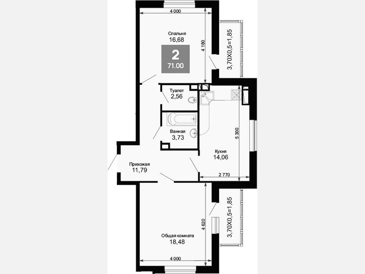 2-комнатная квартира, 67.93 м², 4/15 этаж фото 0