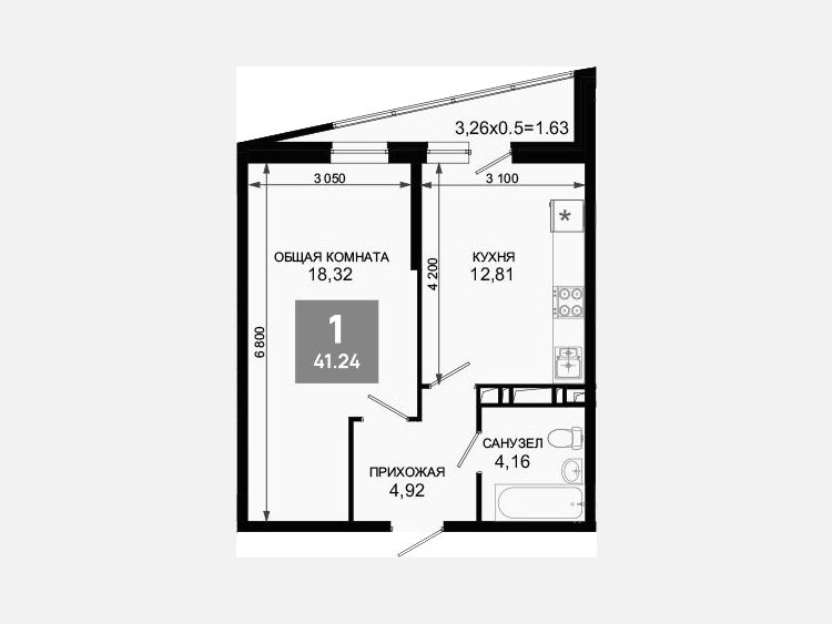 1-комнатная квартира, 40.21 м², 18/19 этаж фото 0