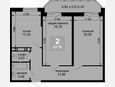 2-комнатная квартира, 63.77 м², 2/19 этаж фото 0