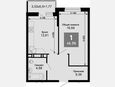 1-комнатная квартира, 43.62 м², 9/15 этаж фото 0